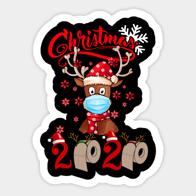 Funny Christmas 2020 reindeer shirt  Merry Christmas 2020 reindeer with mask toilet paper Sticker by TeesCircle